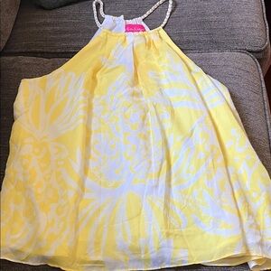 Lilly Pulitzer Yellow and White Halter Top